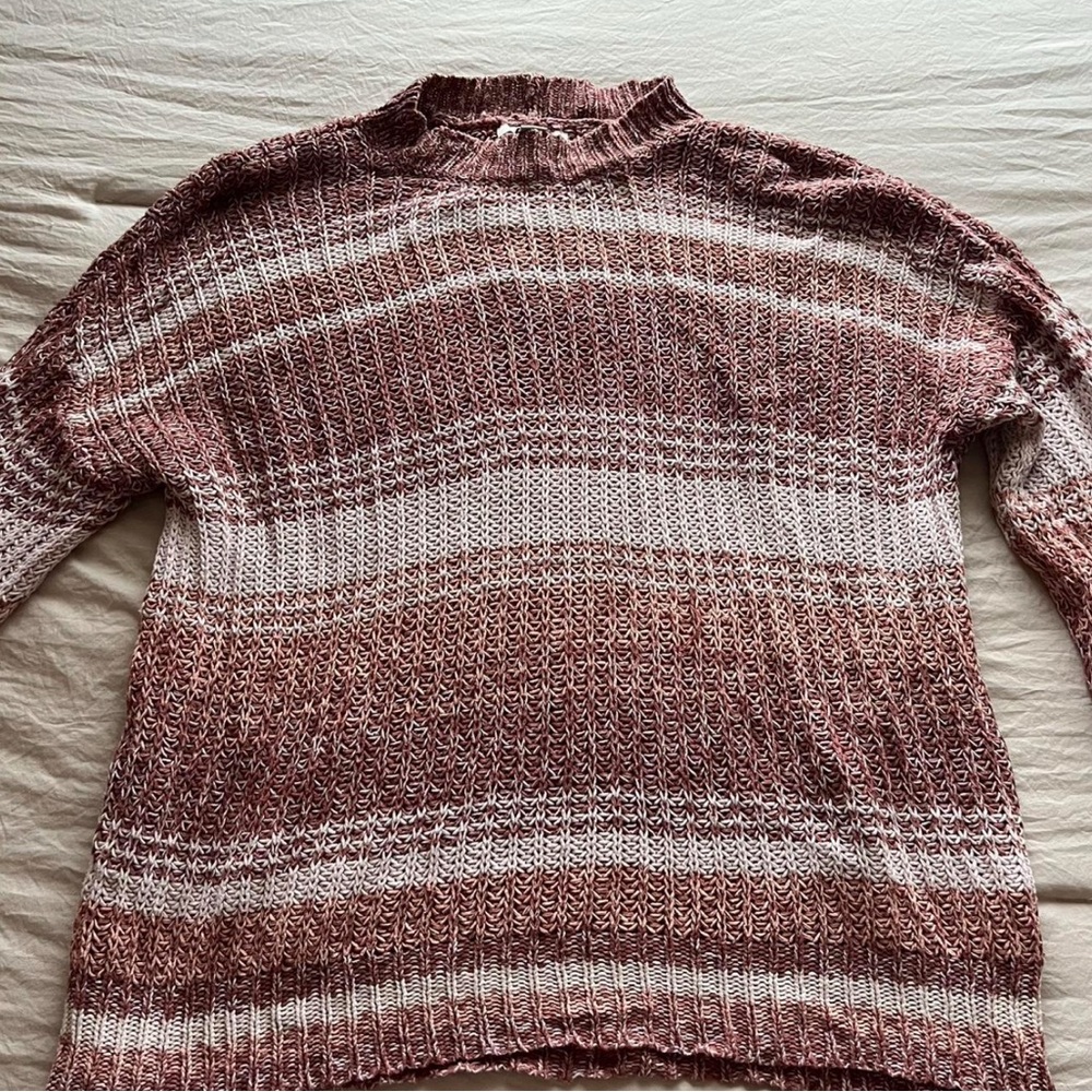 American Eagle Outfitters Women's Knit Sweater - Pink and White